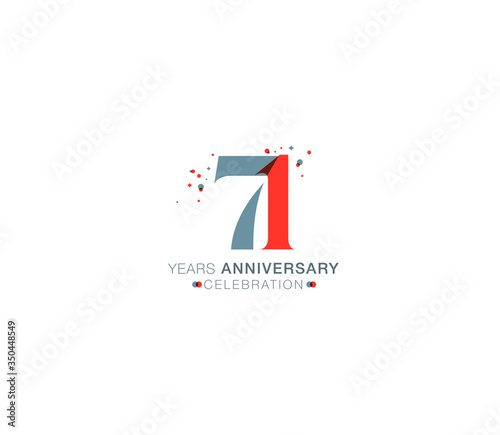71 years anniversary or birthday celebration design template Vector.