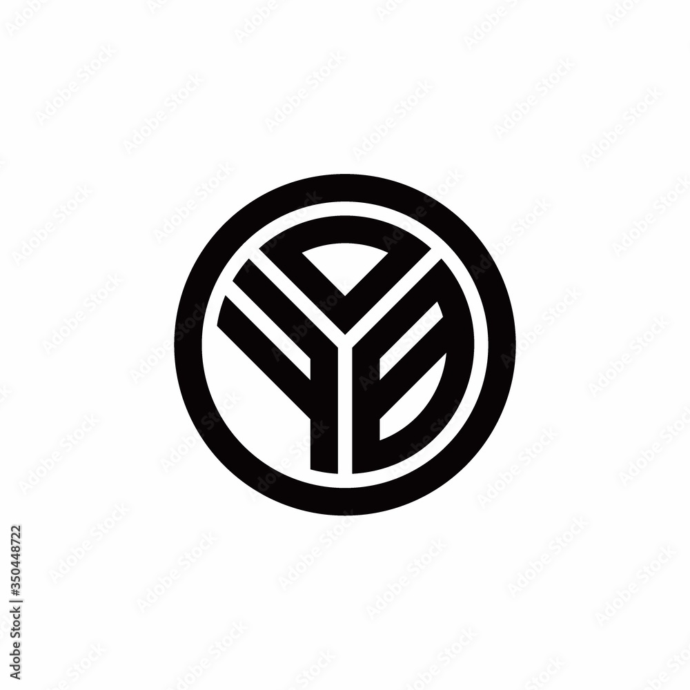 FB monogram logo with circle outline design template
