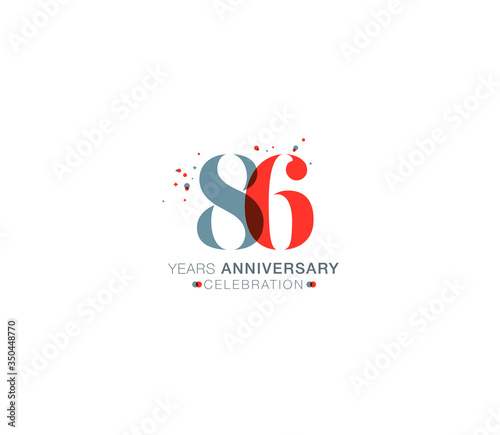 86 years anniversary or birthday celebration design template Vector.