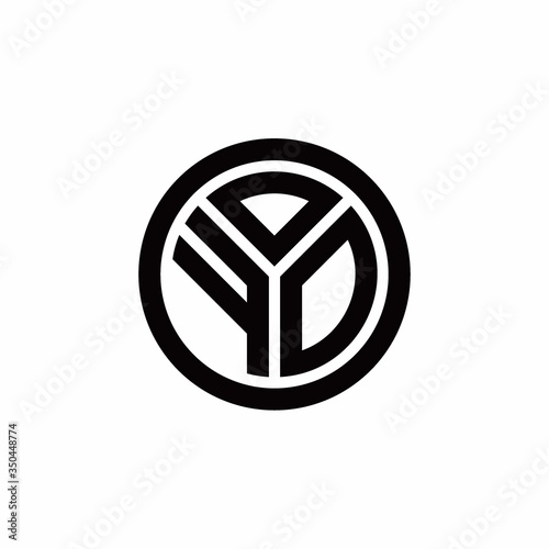 FD monogram logo with circle outline design template