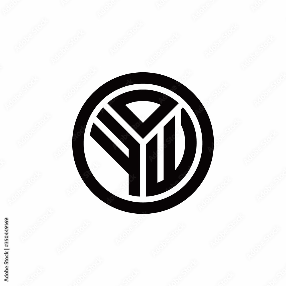 FW monogram logo with circle outline design template