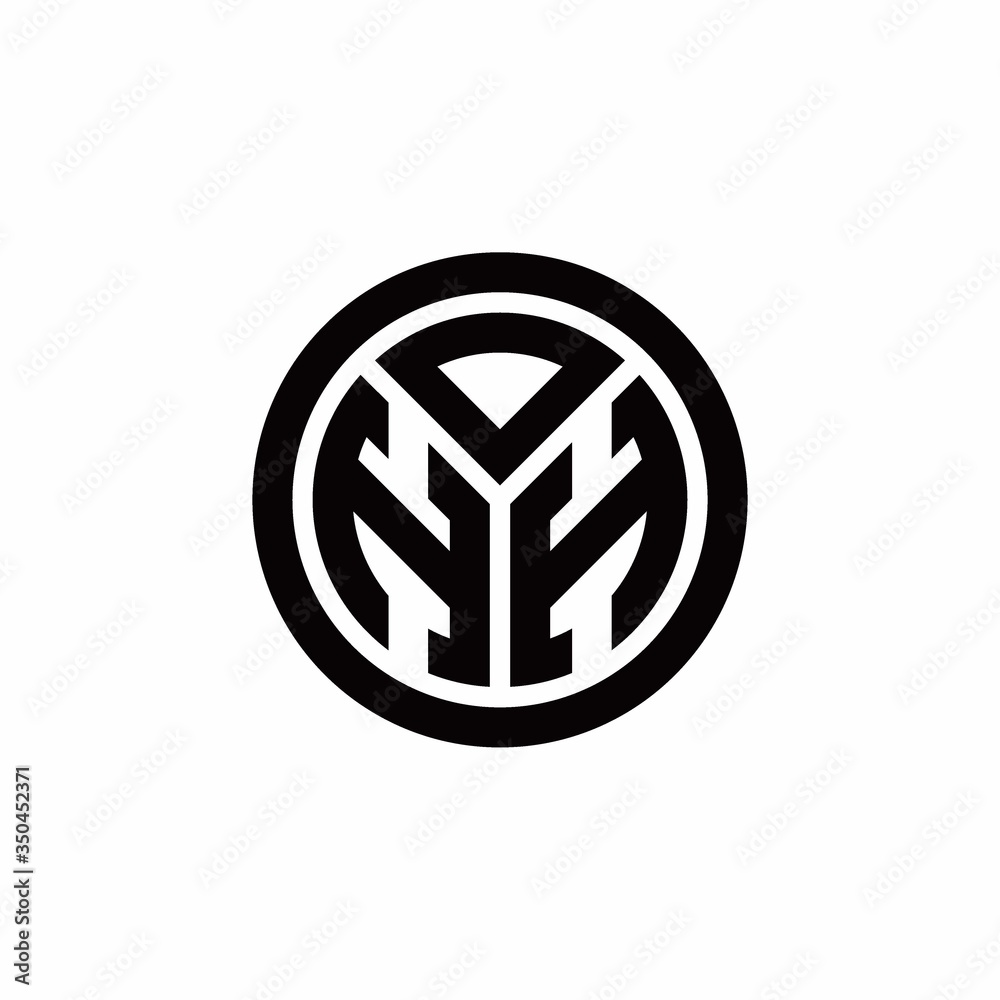 HH monogram logo with circle outline design template HH monogram logo with circle outline design template
