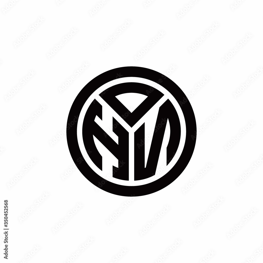 HN monogram logo with circle outline design template
