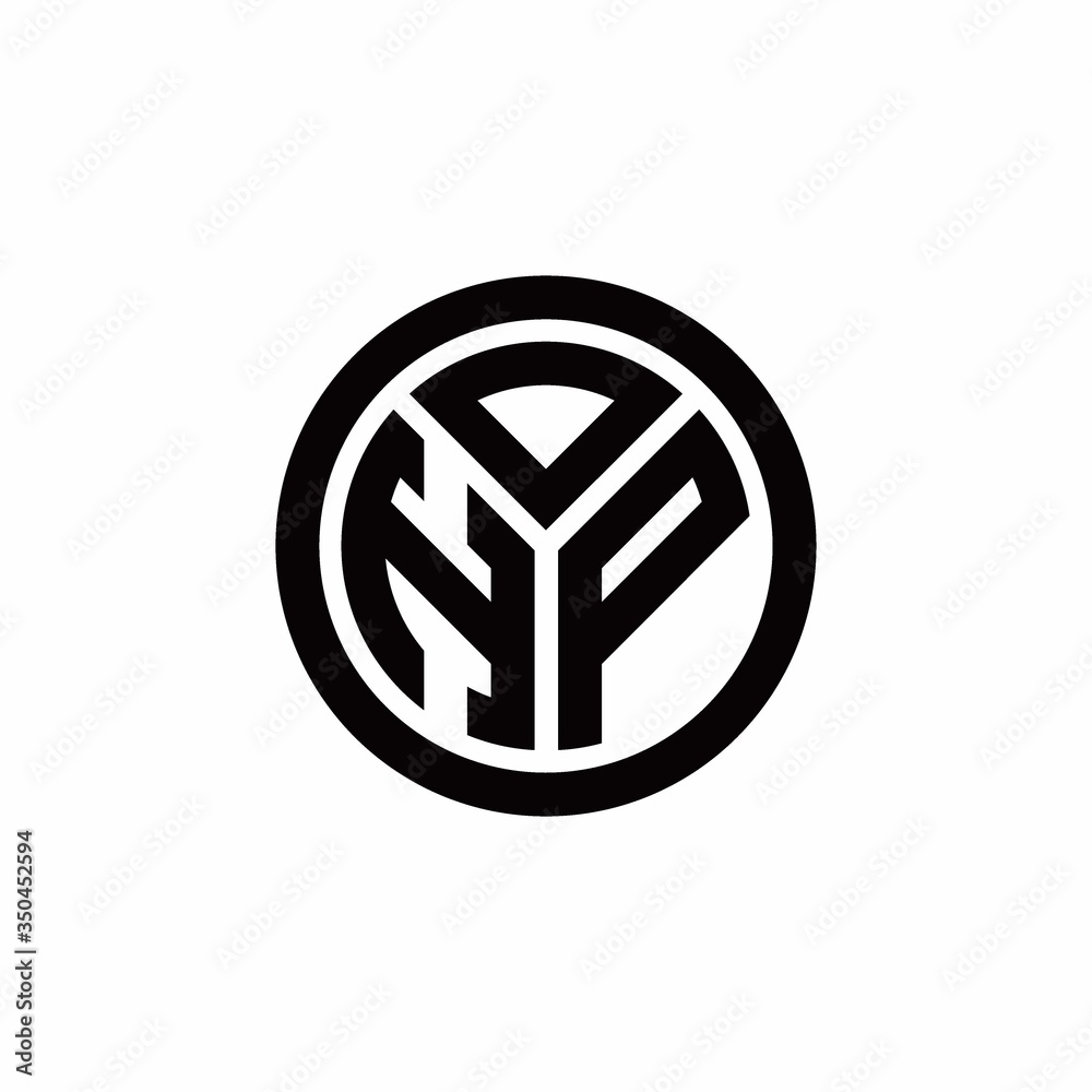 HP monogram logo with circle outline design template HP monogram logo with circle outline design template