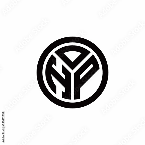 HP monogram logo with circle outline design template