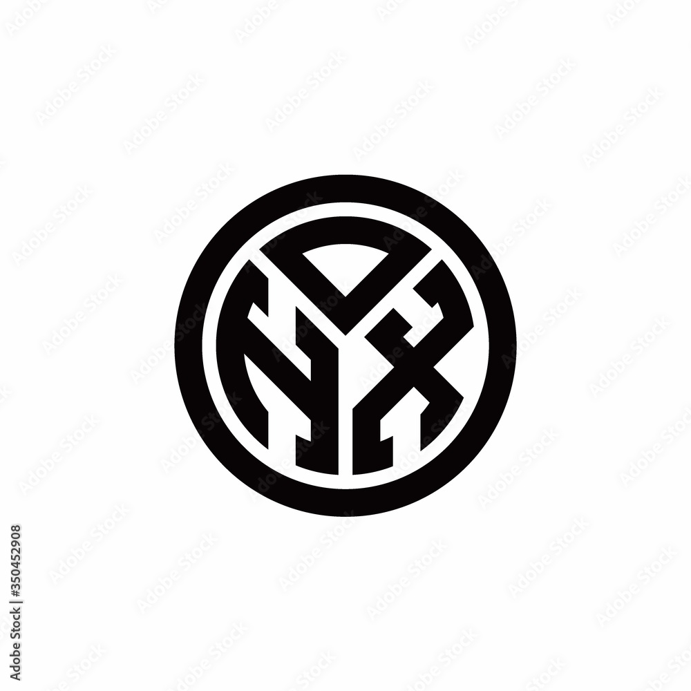 HX monogram logo with circle outline design template HX monogram logo with circle outline design template