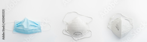 Viruses and bacteria protection masks isolated on white background.