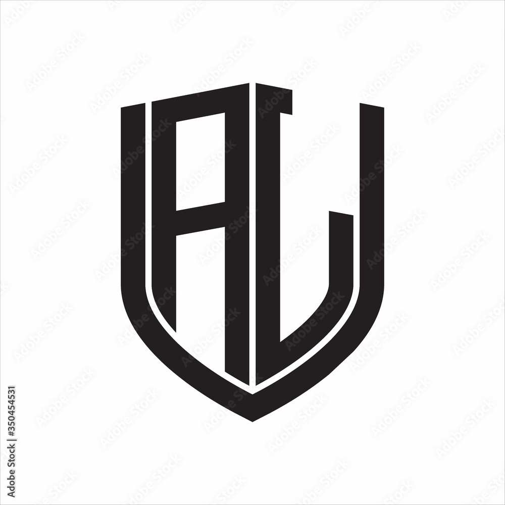 AL Logo monogram with emblem shield design isolated on white background AL Logo monogram with emblem shield design isolated on white background