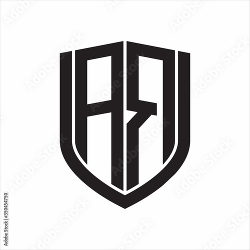 AR Logo monogram with emblem shield design isolated on white background
