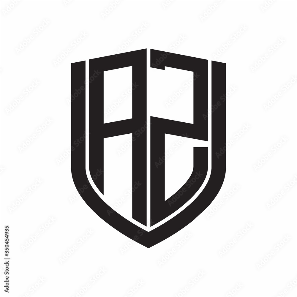 AZ Logo monogram with emblem shield design isolated on white background AZ Logo monogram with emblem shield design isolated on white background
