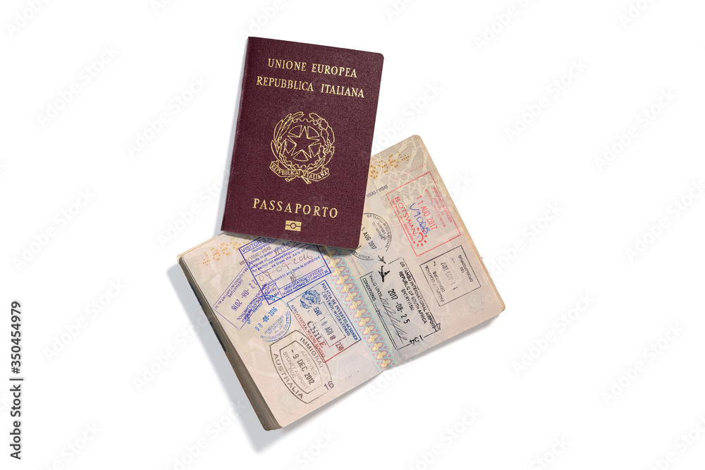 Passport pages with a lot of visa stamps. Passport pages with a lot of visa stamps.