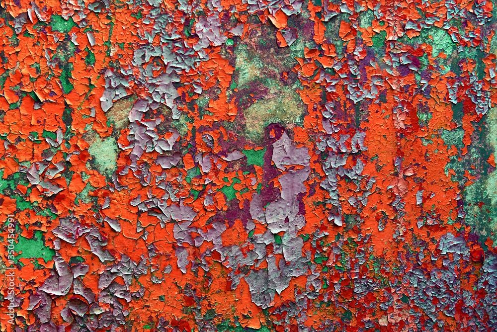 Fototapeta premium multicolour psychedelic abstract background. flakes of paint on concrete wall