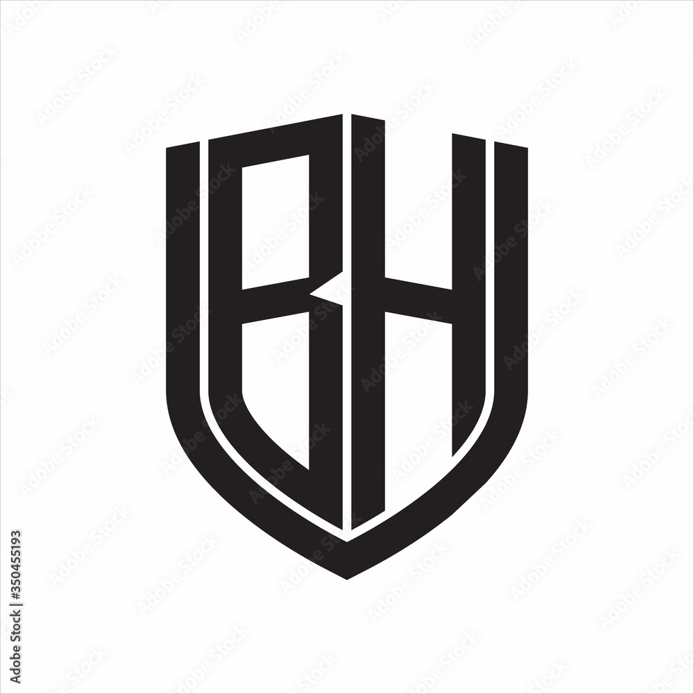 BH Logo monogram with emblem shield design isolated on white background