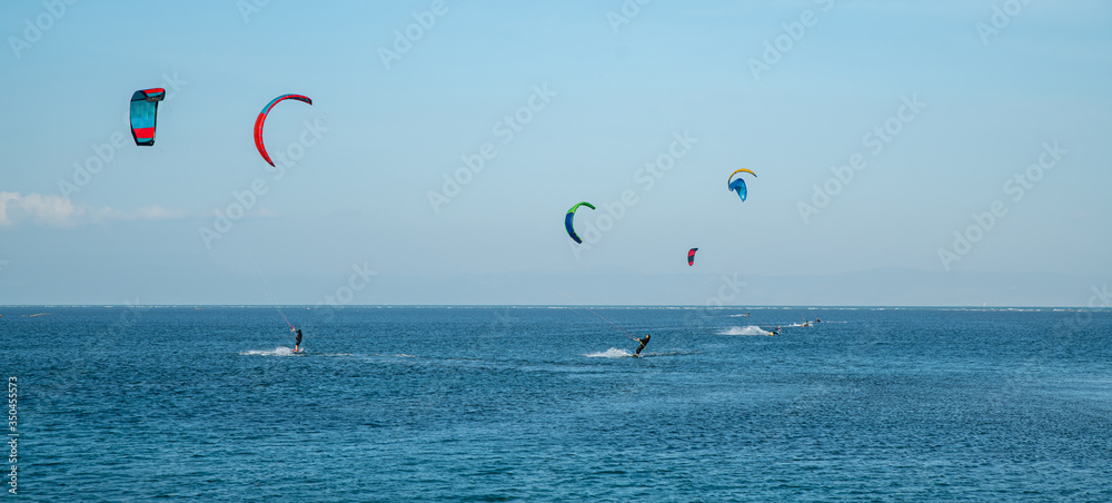 active water sports, kitesurf at sea in the lagoon active water sports, kitesurf at sea in the lagoon