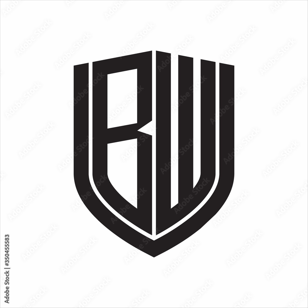 BW Logo monogram with emblem shield design isolated on white background BW Logo monogram with emblem shield design isolated on white background
