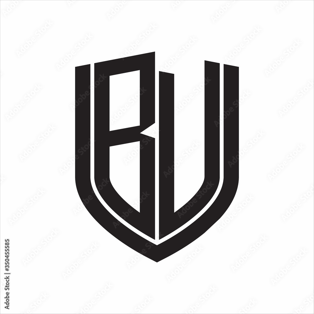 BU Logo monogram with emblem shield design isolated on white background BU Logo monogram with emblem shield design isolated on white background