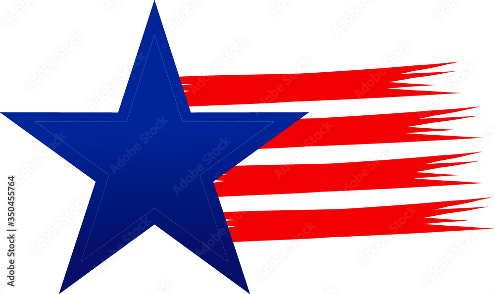 National sigh of USA. Blue star and red stipes. 