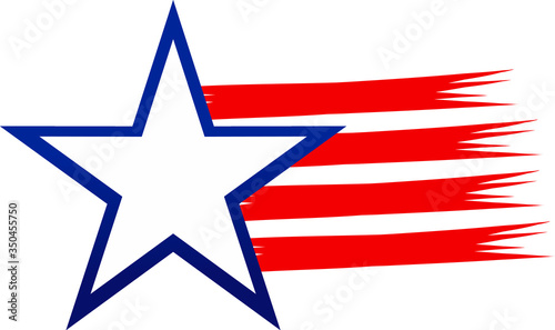 National sigh of USA. Blue star and red stipes. 
