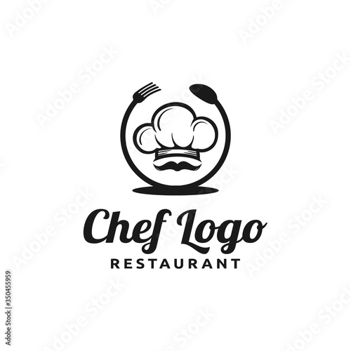 Chef and restaurant simple logo design with a cap / chef hat