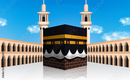 hajj mabrour Islamic event pilgrimage to Mecca, Saudi Arabia. kaaba building. eid al adha mubarak.