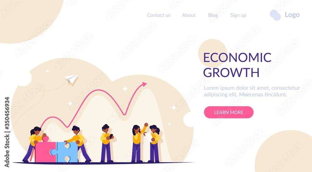 Economic recovery after the end of the financial crisis. Great teamwork. Modern flat vector illustration.