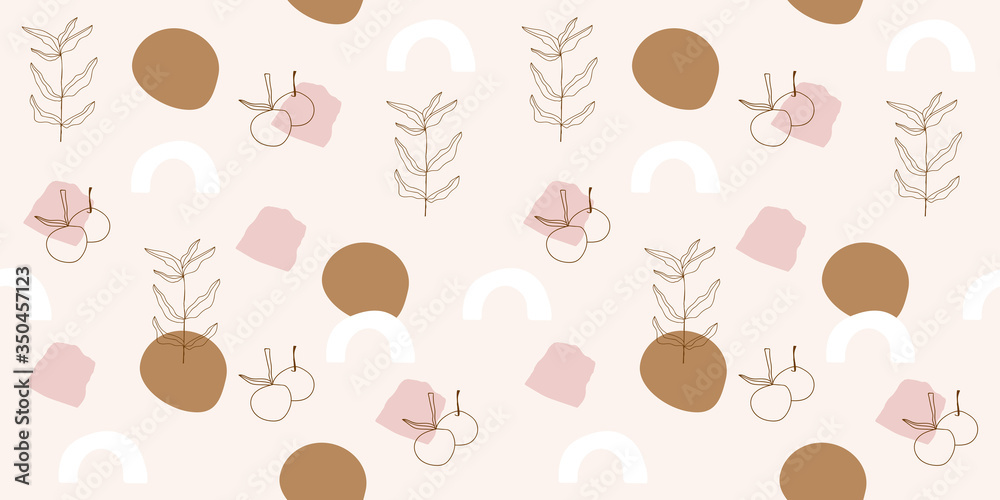 Line Drawing and Abstract Seamless Pattern