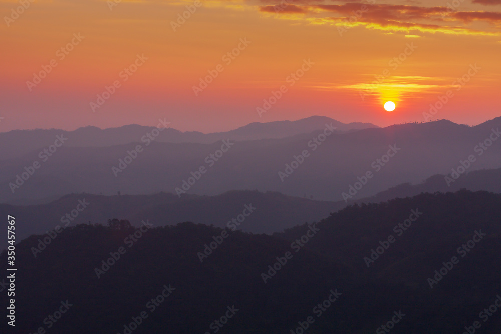 Landscape clouds and mist The morning in a beautiful view point Landscape clouds and mist The morning in a beautiful view point