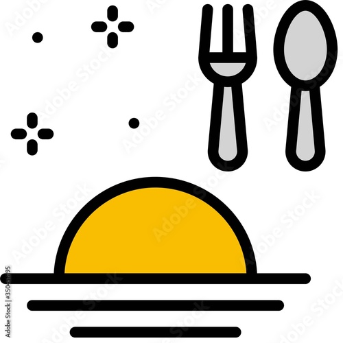 Sun with spoon and fork icon, fasting during ramadan vector