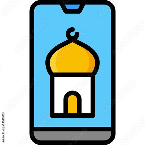 Mosque in smarphone icon, ramadan festival related vector