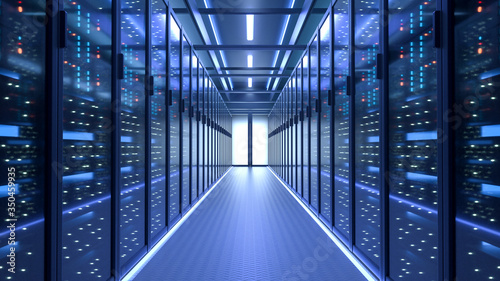 Canvastavla Working Data Center Full of Rack Servers and Supercomputers, Modern Telecommunications, Artificial Intelligence, Supercomputer Technology Concept