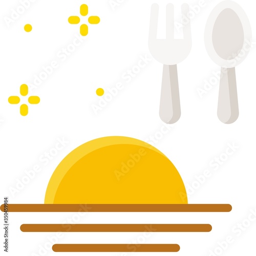 Sun with spoon and fork icon, fasting during ramadan vector