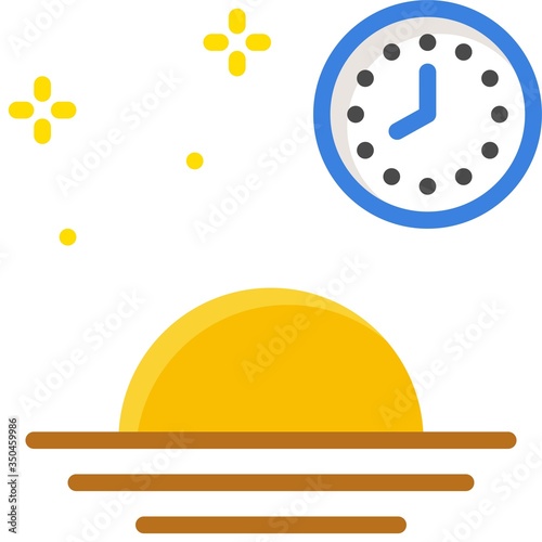 Sunset with clock icon, fasting during ramadan vector