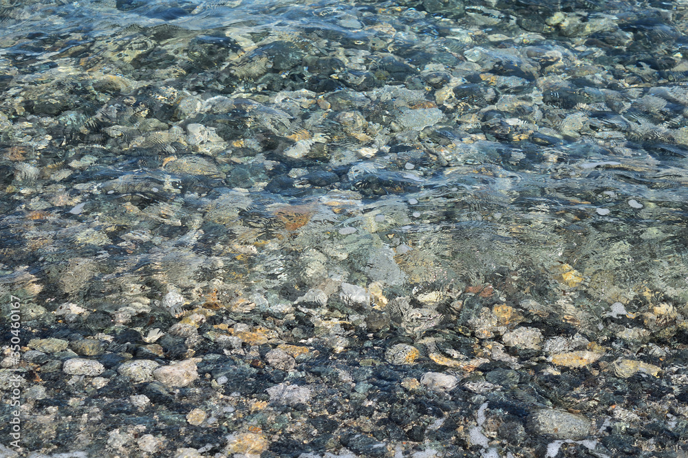 pebbles and sea in Samothraki island, Greece, Aegean sea