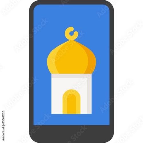 Mosque in smarphone icon, ramadan festival related vector