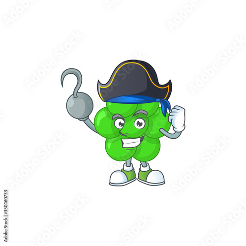 mascot design style of staphylococcus aureus as a pirate having one hook hand