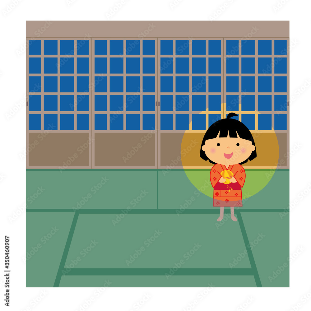 和室にいる座敷わらし イラスト Vector De Stock Adobe Stock