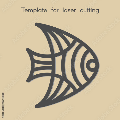 Template animal for laser cutting. Abstract geometriс fish for cut. Stencil for decorative panel of wood, metal, paper. Vector illustration.
