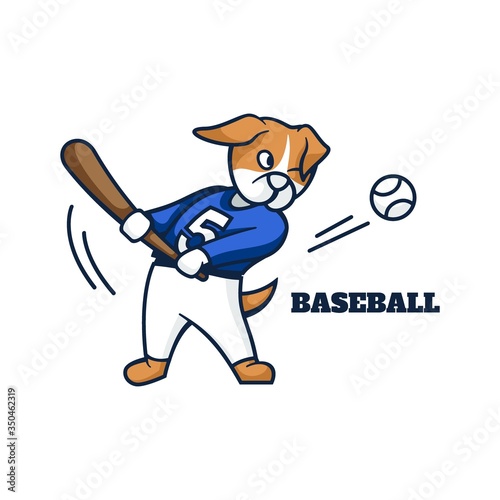 Vector Logo Illustration Doggy Cute Cartoon Style.