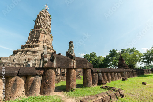 Old city of worship place landmarks, history park of Si-Satchanalai, Sukhothai province, Thailand.