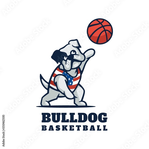 Vector Logo Illustration Bulldog Cute Cartoon Style.