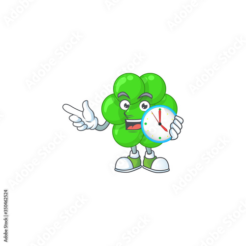 cartoon drawing concept of staphylococcus aureus with a circle clock