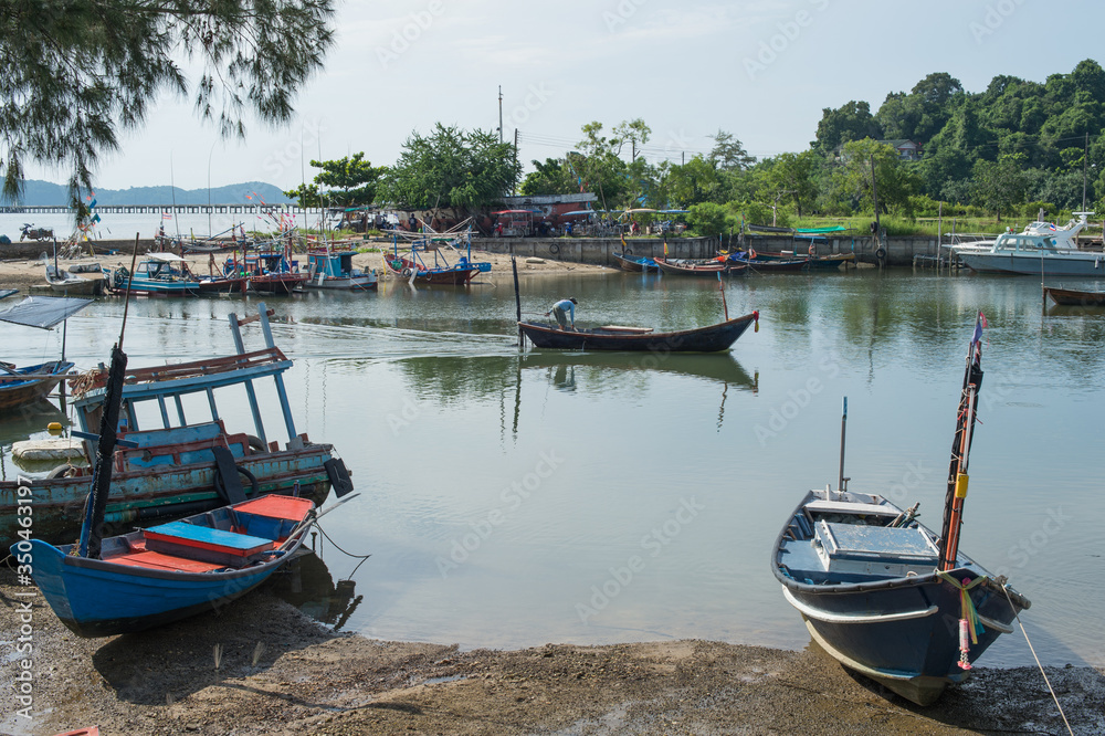 Fishing Harbor marina landscape, rayong province, Thailand.