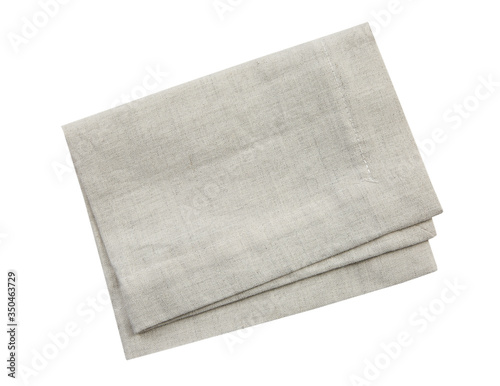 Grey beige folded litchen cloth isolated,burlap dishcloth,towel.