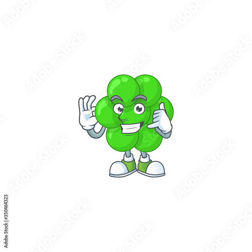 cartoon picture of staphylococcus aureus make a call gesture