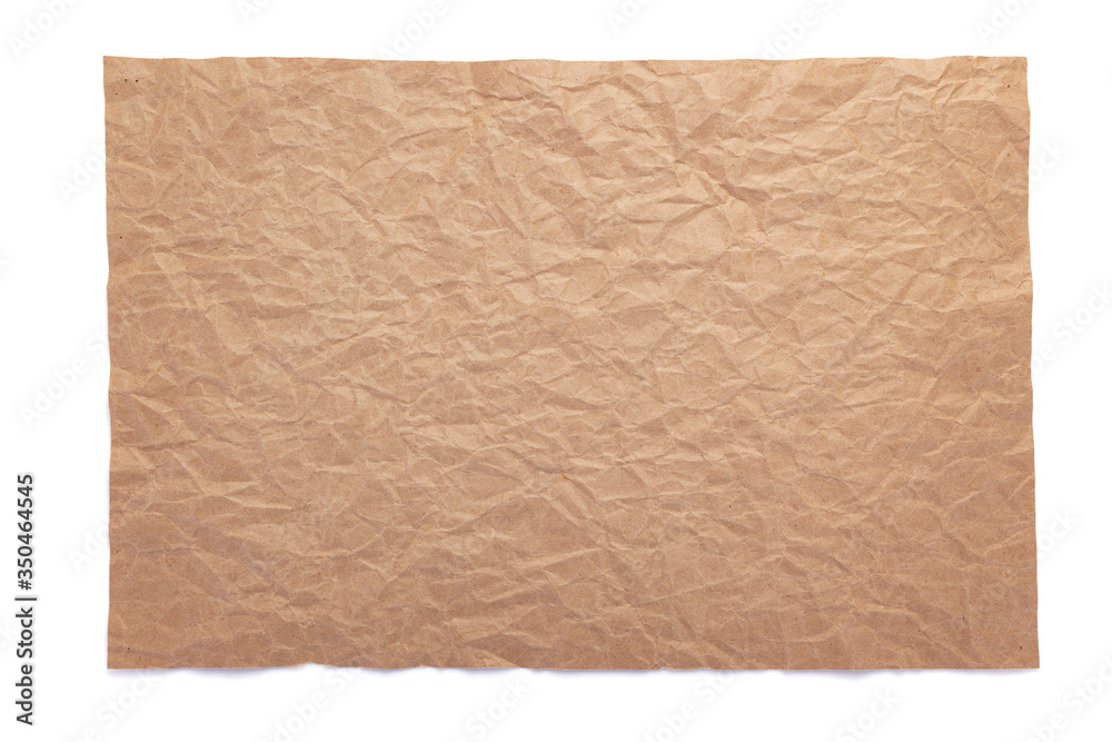 wrinkled or crumpled paper  on white background