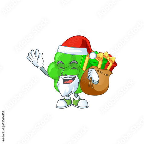 Santa staphylococcus aureus Cartoon drawing design with sacks of gifts