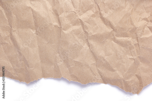wrinkled or crumpled paper on white background