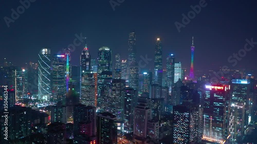 Wallpaper Mural night time illumination guangzhou city famous modern downtown aerial panorama 4k china Torontodigital.ca