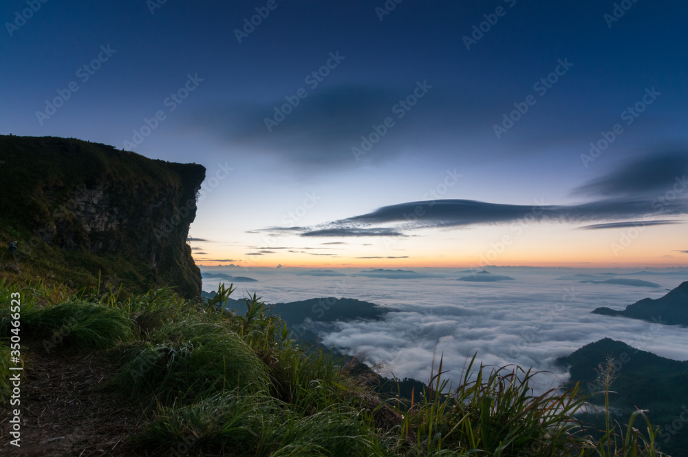 Phu Chi Fa mountain landscape with sunrise, Thailand Phu Chi Fa mountain landscape with sunrise, Thailand