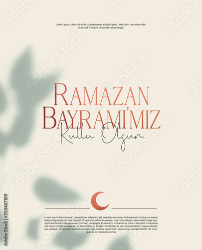 a message with delicate fonts saying 'happy ramadan feast' to celebrate the feast of Muslims  and a small crescent to symbolize islam